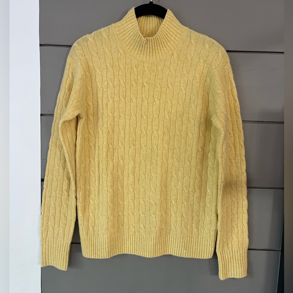 J. Crew Sweaters - J. Crew Extra Soft Yarn Butter‎ Yellow Cable Knit Classic Mock Neck Sweater XS